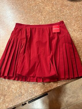 SPANX Red Pleated Skirt
